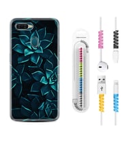 Oppo A5S A15 A16 A54 A55 A73 A74 Kılıf Kablo Koruma Spiral Silikon Mistik Çiçekler 1650
