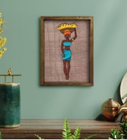 BK Home African Woman Tasarımlı Doğal Masif Ahşap Çerçeveli Tablo-3
