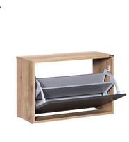 Adore Mobilya Step Oturaklı Ayakkabılık-Açık Ceviz(Tori)-Antrasit 60x42x30 cm (GxYxD)