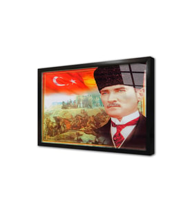 Çanakkale Savaşı ve Atatürk Çerçeveli Cam Tablo