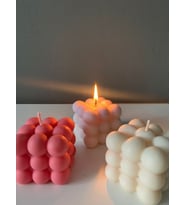 Modern Bubble Küp Mum  pembe beyaz  Dekoratif Mum 3 adet