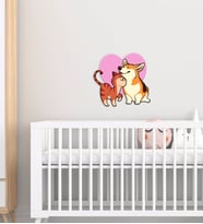 BK Gift Sevimli Kedi ve Köpek Tasarımlı Çocuk Odası Ahşap Duvar Süsü-2 (Beyaz)