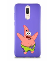 Huawei Mate 10 Lite Soft Premier Kapak Patrick Yıldız Tasarımlı Silikon Kılıf - Mor (Şeffaf)