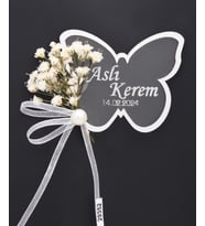 50 Adet 7x5cm Pleksi Kelebek Magnet İsimli Söz Nişan Hediyesi Mod.2 (Karışık)