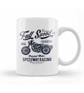 Full Speed Motor Speedway Racing Motorbike Kupa Bardak Porselen