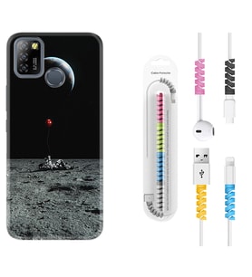 INFINIX Smart 4 5 6 Zero 8 S5 Pro Kılıf Kablo Koruma Spiral Silikon Astronoot Red Baloon 1608