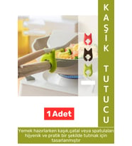 Yüksek Isıya Dayanklı Kaymaz Hijyenik Güvenli Pratik Spatula Çatal Tava Tencere Silikon Kaşık Tutucu
