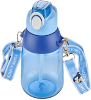 Vagonlife Taşıma Askılı Pipetli 800 ml Çocuk Su Matarası Sticker Hediyeli Mavi