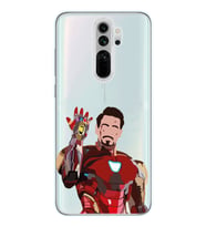 Redmi Note 8 Pro Uyumlu Iron Man Desenli Şeffaf Telefon Kılıfı