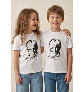 Atatürk Baskılı Beyaz Renk T-Shirt