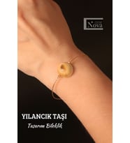 Sertifikalı Yılancık Doğal Taşlı Kıl Zincir Tasarım Bileklik