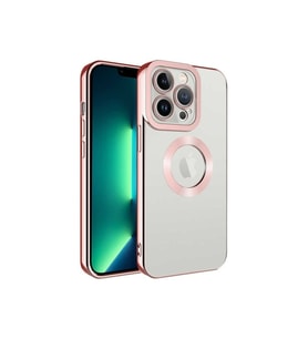 Apple iPhone 12 Pro Uyumlu Kılıf Kamera Korumalı Logo Gösteren Zore Omega Kapak (Rose Gold Altın)