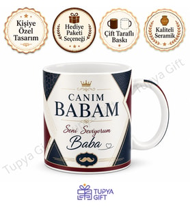 Babalar Günü Hediyesi Kişiye Özel Baskılı Kupa Bardak Porselen Hediye Mug