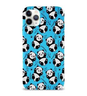 Apple iPhone 11 Pro Max Uyumlu Lansman Kılıf Panda Tasarımlı İçi Kadife Kapak-Mavi (Şeffaf)