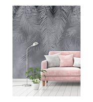 Dreamwall Tropik Yapraklar Desenli Silinebilir Sağlıklı Tekstil Duvar Kağıdı (Siyah-Gri)