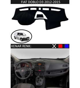 Fiat Doblo D3 2012-2015 İçin Uygun Torpido Koruma Halısı Siyah Kenar Renk Siyah