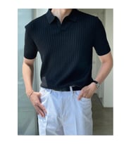 Erkek Fitilli Polo Yaka Triko T-Shirt