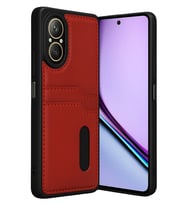 Realme 12 Lite Kılıf Sara Kartvizitli Deri Kılıf - Kırmızı