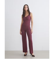 LCW Vision Bordo Beli Lastikli Dokulu Geniş Paça Kadın Pantolon