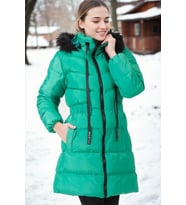 Dewberry Kadın %100 Polyester Kaban Düz Yeşil Z6764 Günlük Dış Giyim, Şehir ve Ofis Stili, Seyahat Gardırobu