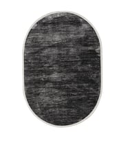 Makine Kaymaz Yıkanabilir Antrasit Dokulu Triko Salon Halısı Mutfak Halısı Koridor Halısı Yolluk oval