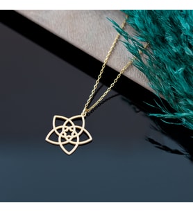 DKMN Gümüş Venüs Aşk Çiçeği Gümüş Kolye Kadın Gümüş Kolye (Gold)