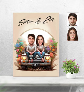 Kişiye Özel Ahşap Tablo Sevgili Jeep-39 30x40