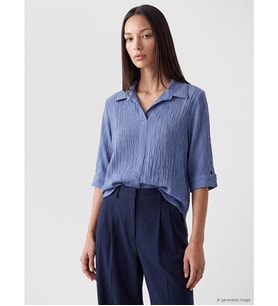LCW EVERYDAY Mor Gömlek Yaka Dokulu Oversize Bluz
