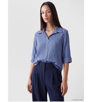 LCW EVERYDAY Mor Gömlek Yaka Dokulu Oversize Bluz