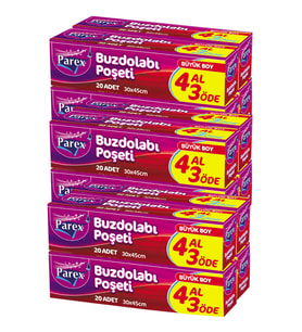 Buzdolabı Poşeti Büyük Boy 4 Al 3 Öde (4*20) 30 x 45 cm Üçlü Set