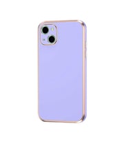 Apple iPhone 13 Kılıf Zore Bark Kenarları Altın Renk Kılıf (Mor)