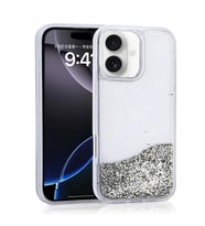 Apple iPhone 16 Kılıf Sıvılı Simli Şeffaf Arka Yüzey Zore Keto Silikon Kapak