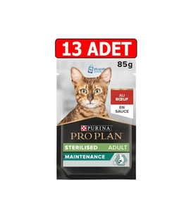 Pro Plan Pouch Kısırlaştırılmış Sığır Etli Kedi Konservesi 85 Gr X 13 Adet (Kahverengi)