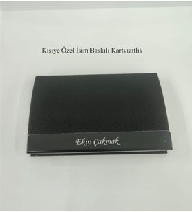 İsim Baskılı Kişiye Özel Metal Suni Deri Kaplama Kartvizitlik