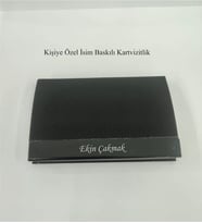 İsim Baskılı Kişiye Özel Metal Suni Deri Kaplama Kartvizitlik