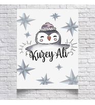 Penguen Temalı Doğum Günü Afişi 35X50 cm