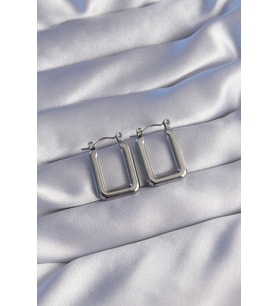 316L Çelik Gümüş Renk Dikdörtgen Model Küpe - TJ-BKP9038
