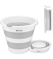 Litre Katlanabilir Kova - Akordiyon Katlanır Kova - Araba Kovası - Gri - 32.5 x 27.5 x 6 cm - PP+ TPR
