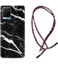 Vivo Y11S Y21S Y20 Y20S Y70 Kılıf Boyun Asklı Rasta Silikon Siyah Şerit Mermer 1318
