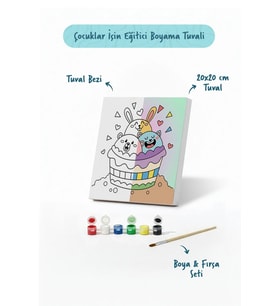 Tatlı Cupcake Boyama Tuvali – Şövalesiz Boya Seti 20x20