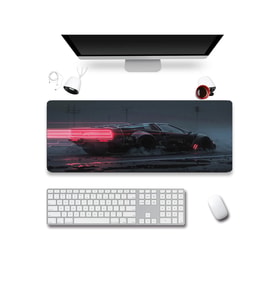 SonicTouch Klavye Mousepad 32x70cm Dikişsiz Pürüzsüz Sıvı Geçirmez Kaymaz Taban Kızıl iz