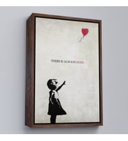 Çerçeveli Banksy Kırmızı Balonlu Kız Dekoratif Modern Kanvas Tablo (Kahverengi)