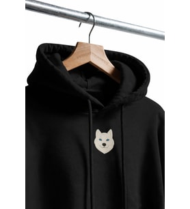 Minimal Husky Figürlü Siyah Unisex Kapüşonlu Sweatshirt – DTF Baskı