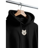 Minimal Husky Figürlü Siyah Unisex Kapüşonlu Sweatshirt – DTF Baskı