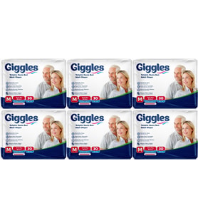 Giggles Hasta Bezi Yetişkin Bel Bantlı Tekstil Yüzey Orta - Medium (M) 180 Adet (6PK*30)