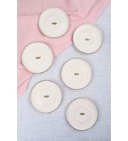 Natura Porselen Çay Tabağı 12,5cm, Altın Yaldız, Kelebek Desenli, 6'lı Set