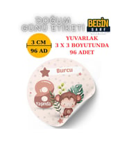 3 CM 4 CM 5 CM 6 CM DOĞUM GÜNÜ HATIRASI KİŞİYE ÖZEL KENDİNDEN YAPIŞKANLI ETİKET YUVARLAK 011