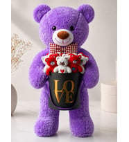 90cm Büyük Mor Peluş Ayı 15'li Kırmızı Beyaz Mini Ayıcık Siyah Love Kutusu Sevgiliye Doğum Günü Konsept Hediye Seti
