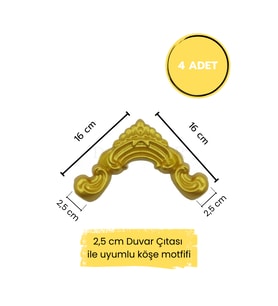 Dekoratif Polimer 2,5 cm Duvar Çıtası Uyumlu Köşe Motifi (Altın)