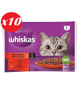 Whiskas Pouch Sos Sığır.Tav Yetiş Kedi Kon. 4x85gr Set 10'lu